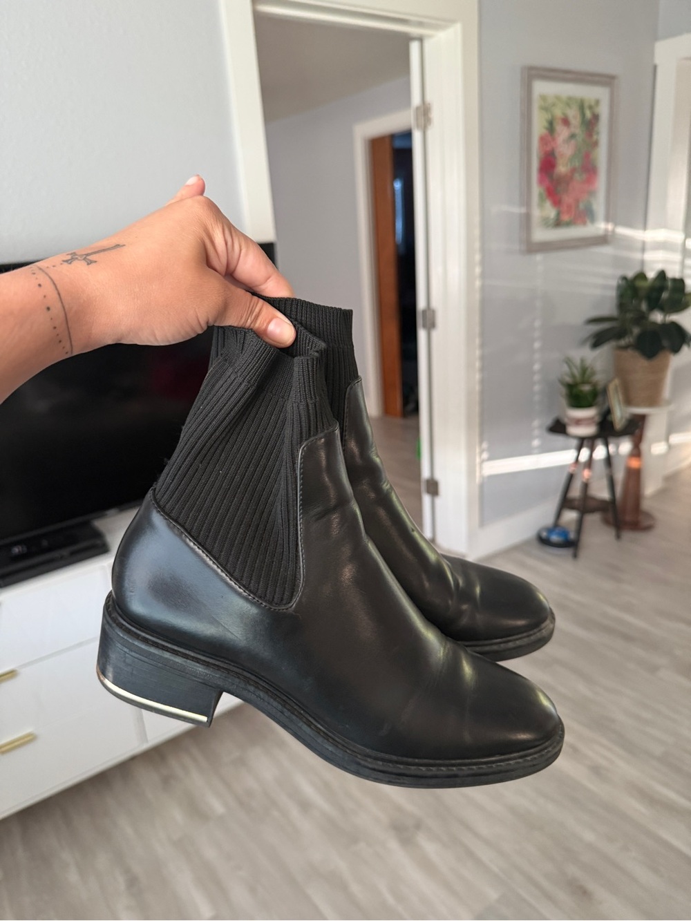 🖤 Zara Black Sock Ankle Boots – Size 38 (US 7.5) 🖤